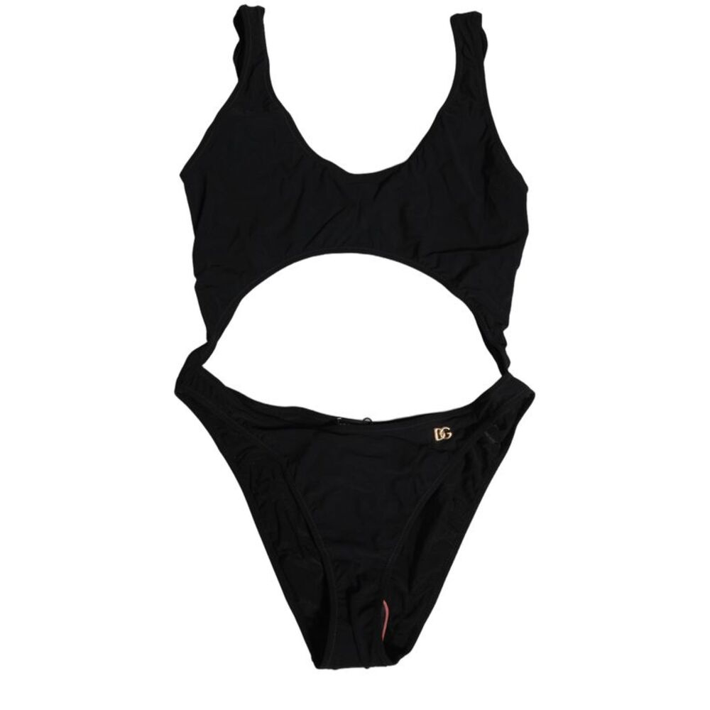 Dolce & Gabbana Black Cutout Logo One Piece Swimsuit Women's Swimwear